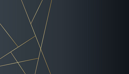 Black abstract background with golden lines. Black gold background overlap dimension abstract geometric modern. Elegant navy black gold background with overlap layer. Suit for business and corporate