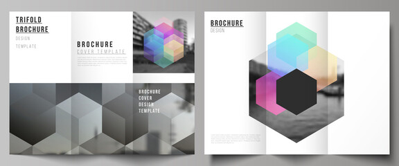 Poster - vector layouts of covers design templates with abstract shapes and colors for trifold brochure, flye