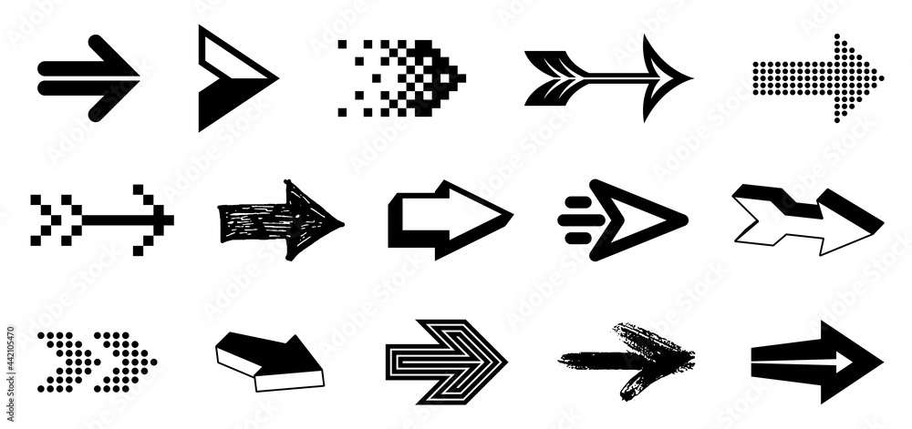 Diverse arrow cursors vector set, different shapes styles and concepts ...