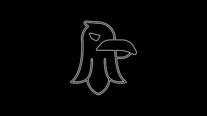 Sticker - White line Eagle icon isolated on black background. American Presidential symbol. 4K Video motion graphic animation