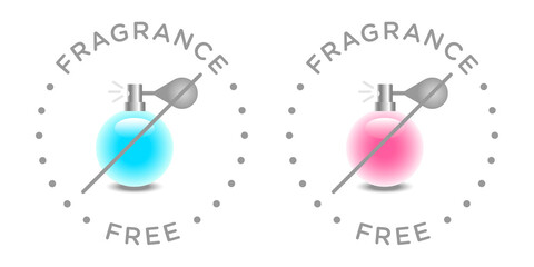 Poster - Fragrance free round badge vector design, perfume bottle