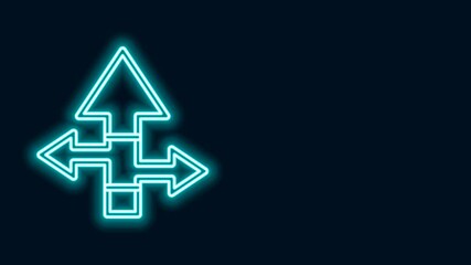 Sticker - Glowing neon line Arrow icon isolated on black background. Direction Arrowhead symbol. Navigation pointer sign. 4K Video motion graphic animation