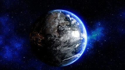 Canvas Print - 3d render. planet earth in the space - elements of this image furnished by nasa