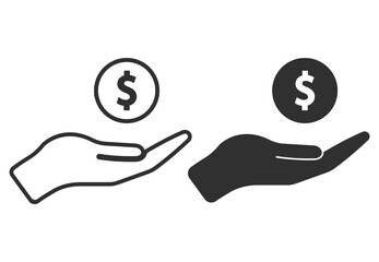 Wall Mural - Pictograph of money in hand. Save money icon. Vector illustration.