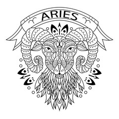Wall Mural - hand drawn of aries in zentangle style