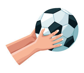 Wall Mural - hands with soccer balloon