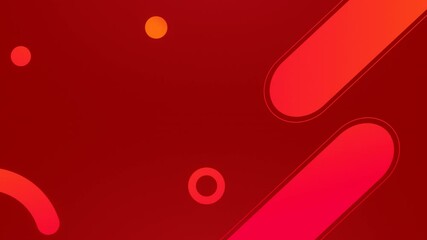 Wall Mural - Animation of multiple abstract shapes and circles moving in hypnotic motion on red background