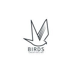 Wall Mural - Bird line logo design template, icon illustration