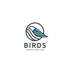 Wall Mural - Bird line logo design template, icon illustration