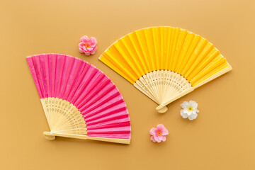 Wall Mural - Chinese style hand fan made of bamboo and paper