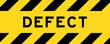 Yellow and black color with line striped label banner with word defect