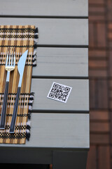 QR code of restaurant menu on table