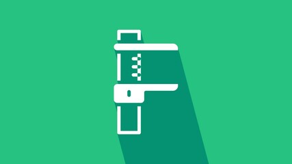 Poster - White Calliper or caliper and scale icon isolated on green background. Precision measuring tools. 4K Video motion graphic animation