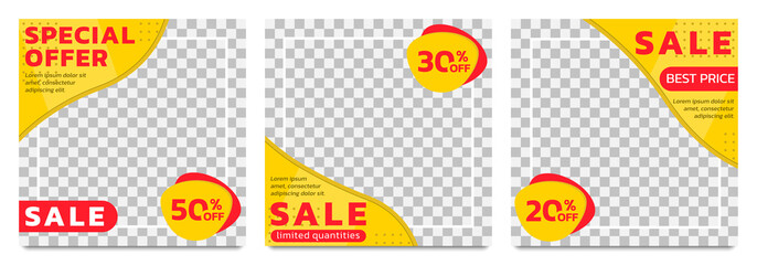 Wall Mural - sale frame set for ad and social media post. square discount banner or poster design collection. mod