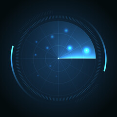 Poster - Radar Screen. Hud display. Vector Radar interface on dark background.