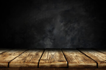 Wall Mural - Wooden desk of free space and wall with shadows 