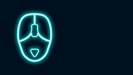 Canvas Print - Glowing neon line Computer mouse icon isolated on black background. Optical with wheel symbol. 4K Video motion graphic animation