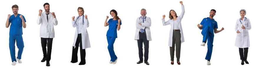 Wall Mural - Medical staff set on white