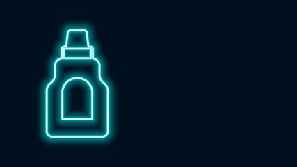 Wall Mural - Glowing neon line Plastic bottle for laundry detergent, bleach, dishwashing liquid or another cleaning agent icon isolated on black background. 4K Video motion graphic animation