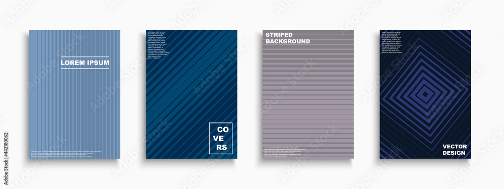Vector minimalistic abstract contemporary templates, posters, placards, brochures, banners, flyers, backgrounds and etc. Colorful gradient striped covers - trendy geometric design - obrazy, fototapety, plakaty 