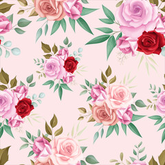  Elegant floral seamless pattern with romantic roses