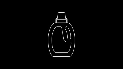 Wall Mural - White line Plastic bottle for laundry detergent, bleach, dishwashing liquid or another cleaning agent icon isolated on black background. 4K Video motion graphic animation