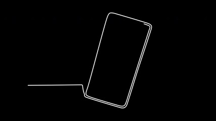 Wall Mural - Self drawing animation of telephone, mobile phone. Concept of connection, social media, mobile technology. Black background.