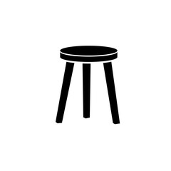 Canvas Print - Three legged stool silhouette icon. Clipart image isolated on white background