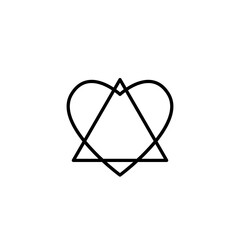 Wall Mural - triangle heart adoption symbol line icon. clipart image isolated on white background. clipart image 