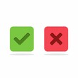 © Tsunami Designer - Check and wrong marks, Tick and cross marks, Accepted/Rejected, Approved/Disapproved, Yes/No, Right/Wrong, Green/Red, Correct/False, Ok/Not Ok - vector mark symbols in green and red. Isolated icon.