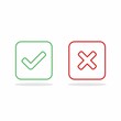 © Tsunami Designer - Check and wrong marks, Tick and cross marks, Accepted/Rejected, Approved/Disapproved, Yes/No, Right/Wrong, Green/Red, Correct/False, Ok/Not Ok - vector mark symbols in green and red. Isolated icon.
