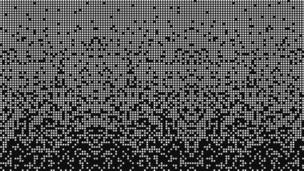 Wall Mural - fragmented matrix white blocks falling down on black background. it looks like a disk defragmenter o