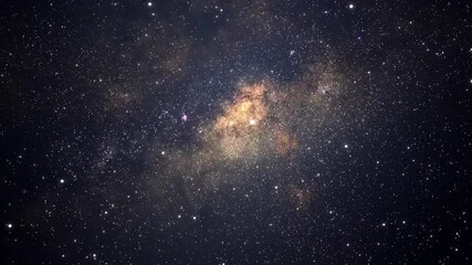 slow flight to a distant glowing galaxy through many stars and constellations. billions of stars in 