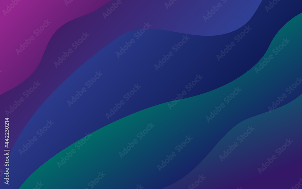Abstract wavy gradient green and purple background - obrazy, fototapety, plakaty 