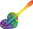 Gitarre im Hippie 68er Design - Symbol für Frieden