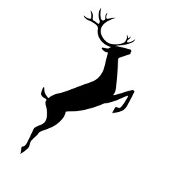 Wall Mural - Jumping reindeer icon silhouette, vector Illustration