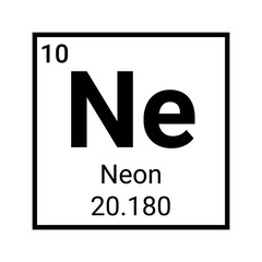 Sticker - Neon element periodic table atomic symbol. Neon chemistry atom science sign