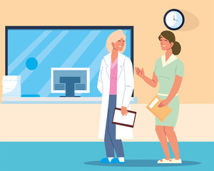 Wall Mural - female doctor and patient