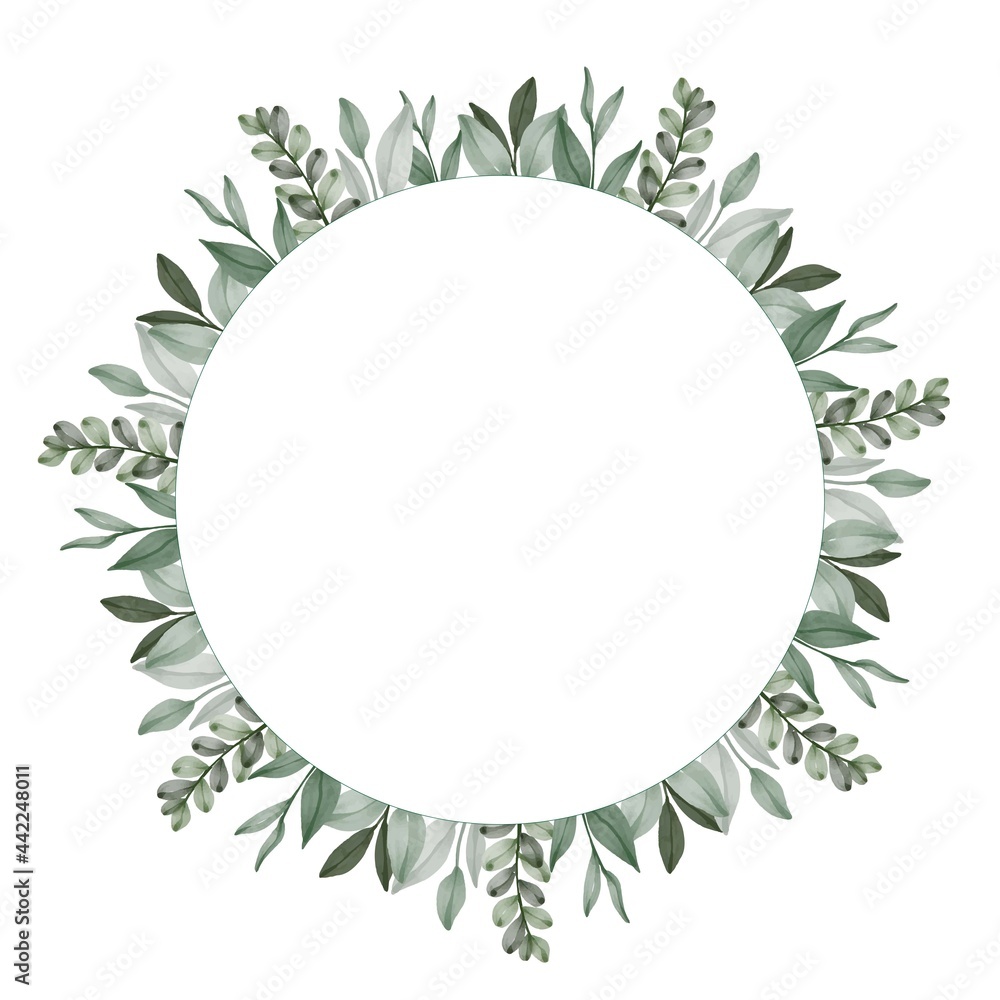 circle frame with arrangement of green leaves Stock Vector | Adobe Stock