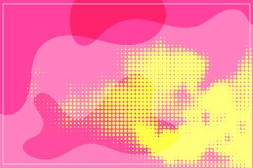 Canvas Print - abstract liquid pink with yellow halftone random background dotted pattern, dot, circles. Vector modern art texture for posters, business cards, cover, labels mock-up, stickers layout