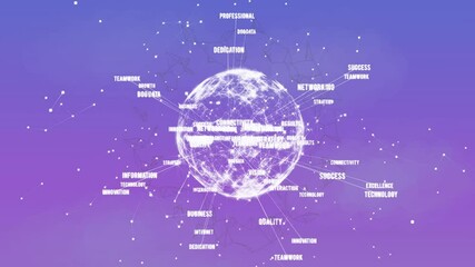 Sticker - Animation of clock moving fast over globe on purple background