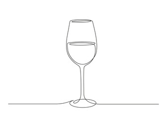 Aufkleber - Continuous one line drawing of Wine glass. Editable stroke Vector illustration