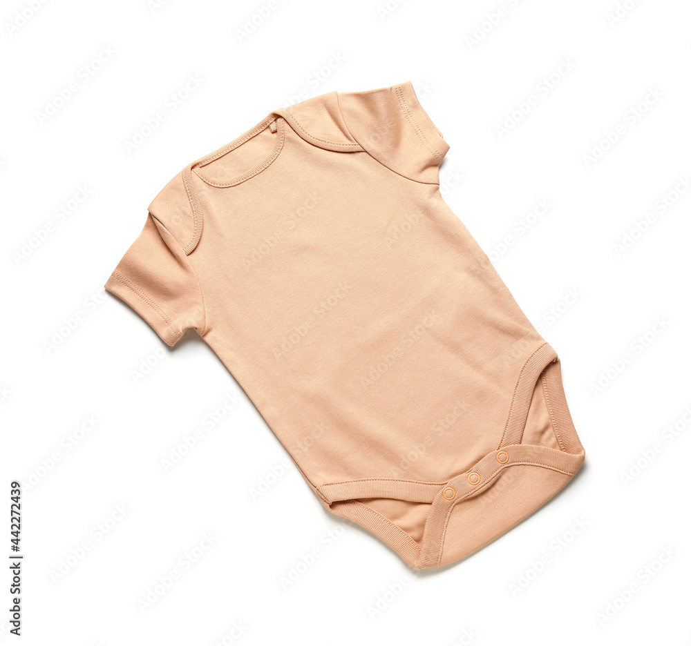 Baby clothes on white background