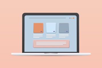 Wall Mural - different applications on laptop screen app development web design concept