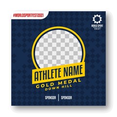 social media template for world sports festival. olympic gold medalist vector template.