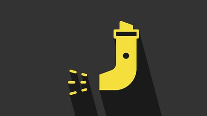 Sticker - Yellow Inhaler icon isolated on grey background. Breather for cough relief, inhalation, allergic patient. 4K Video motion graphic animation