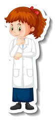 Wall Mural - Scientist girl cartoon character in standing pose