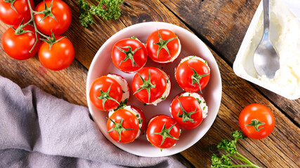 Wall Mural - cherry tomato stuffed with cheese and herbs