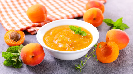 Poster - fresh apricot compote in bowl