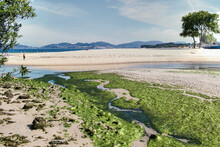 Desembocadura Del Río Lagares En La Playa Samil De Vigo, España